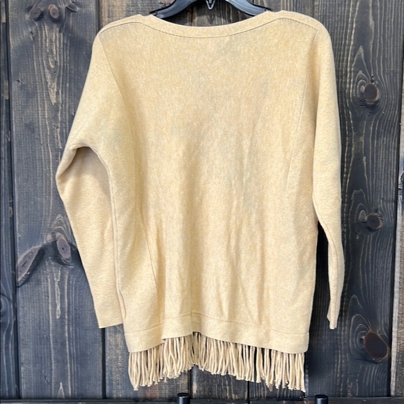 Lilly Pulitzer Fringe Sweater XS Tan Gold Coolmax All Seasons Boho Preppy Casual - Picture 5 of 7